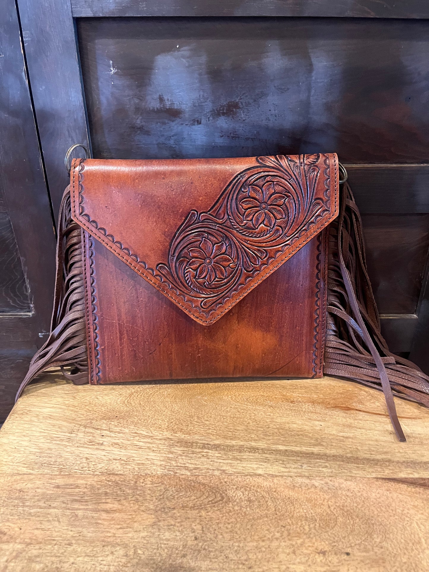 Leather fringe bag
