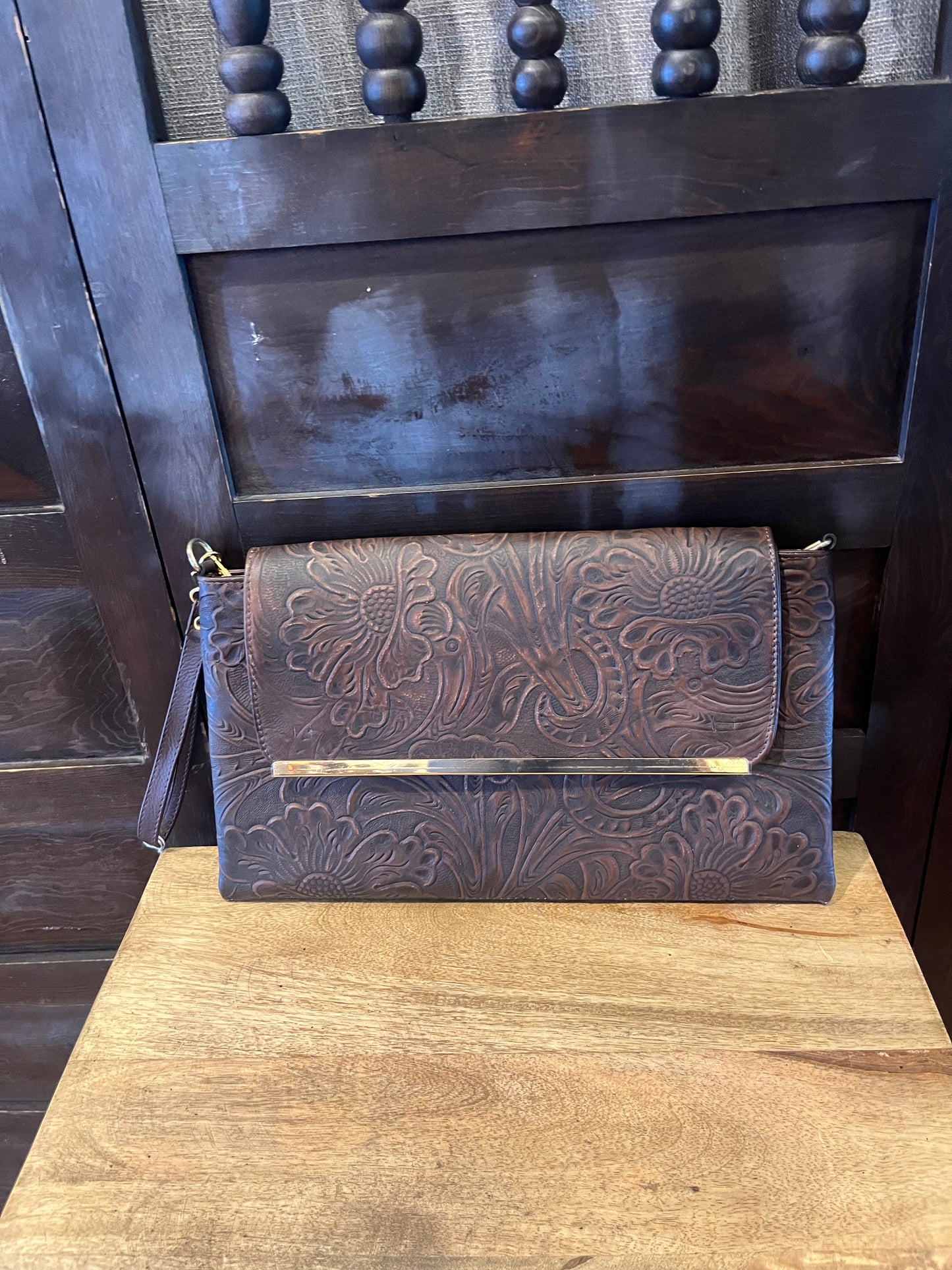 Leather floral bag