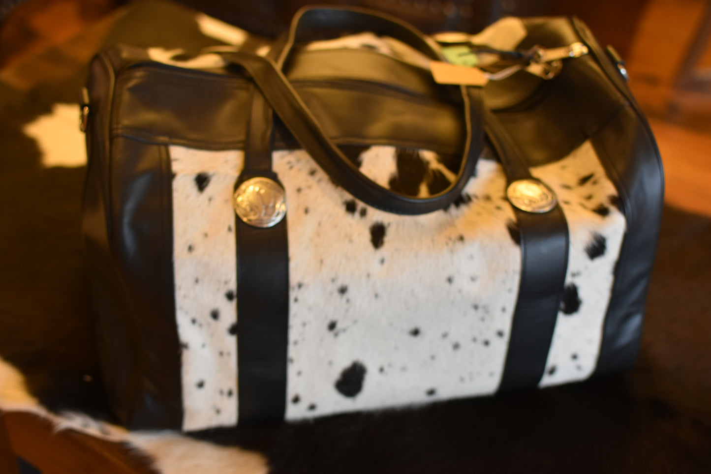 Cowhide Black Duffle Bag