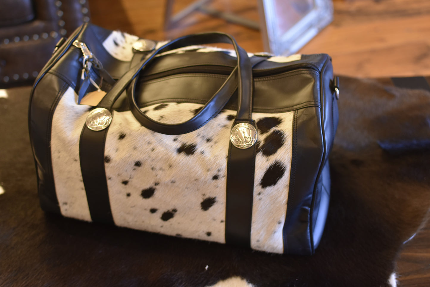 Cowhide Black Duffle Bag