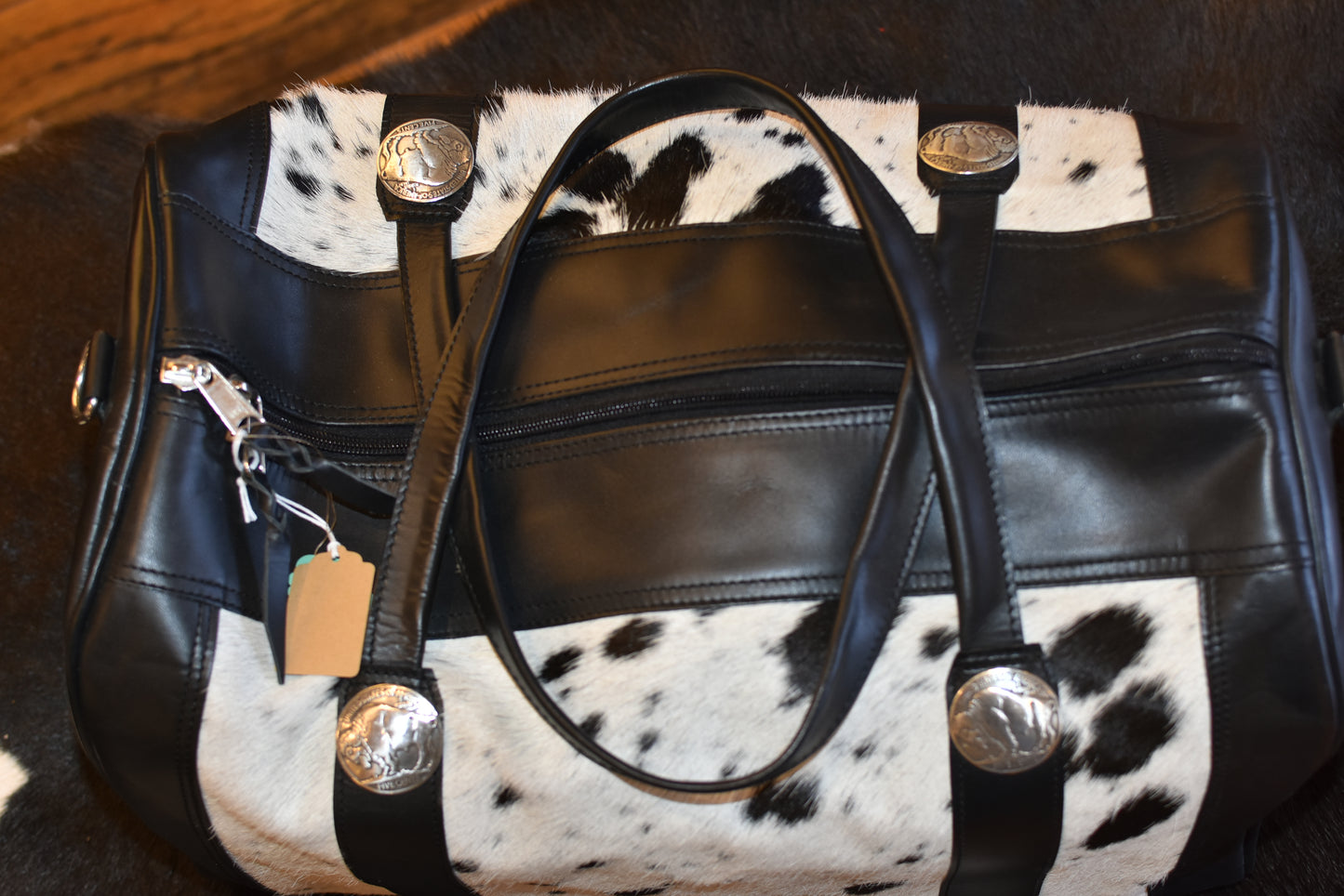 Cowhide Black Duffle Bag