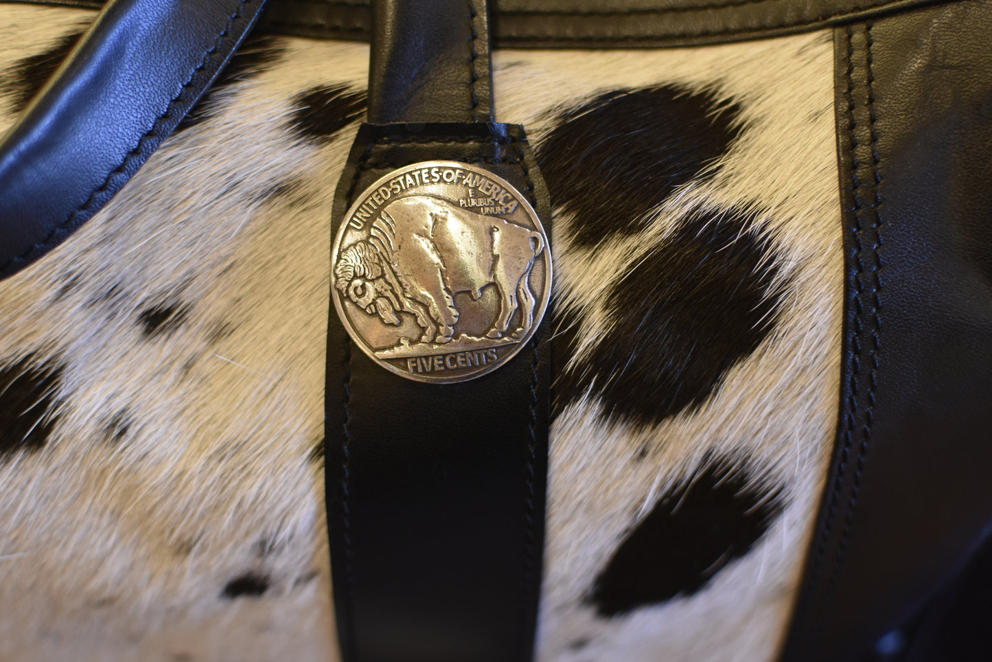 Cowhide Black Duffle Bag