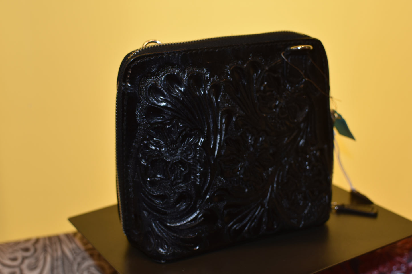 Engraved Black Crossbody Purse