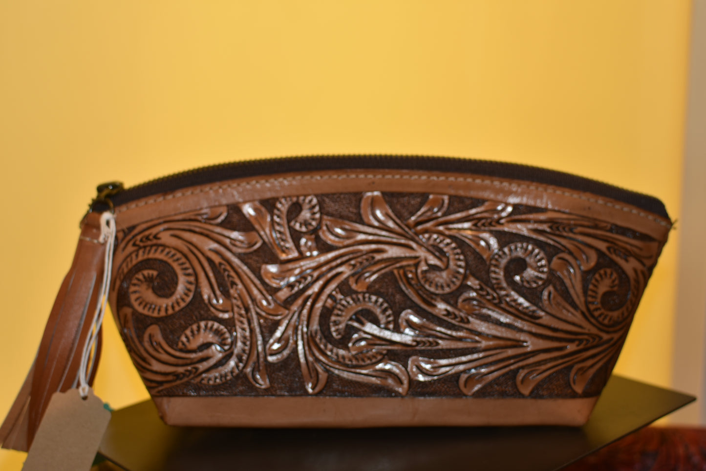 Engraved Brown Cosmetic Bag