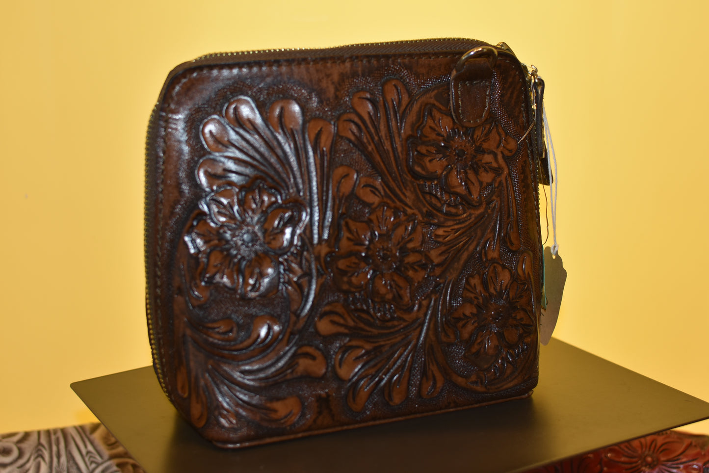 Engraved Brown Crossbody