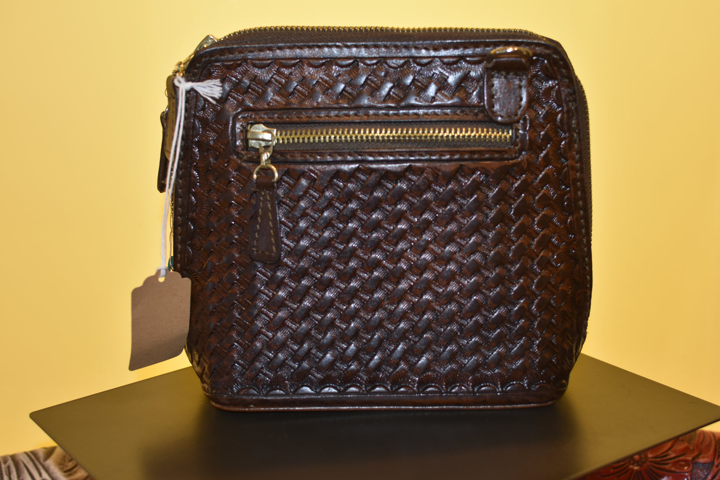 Engraved Brown Crossbody