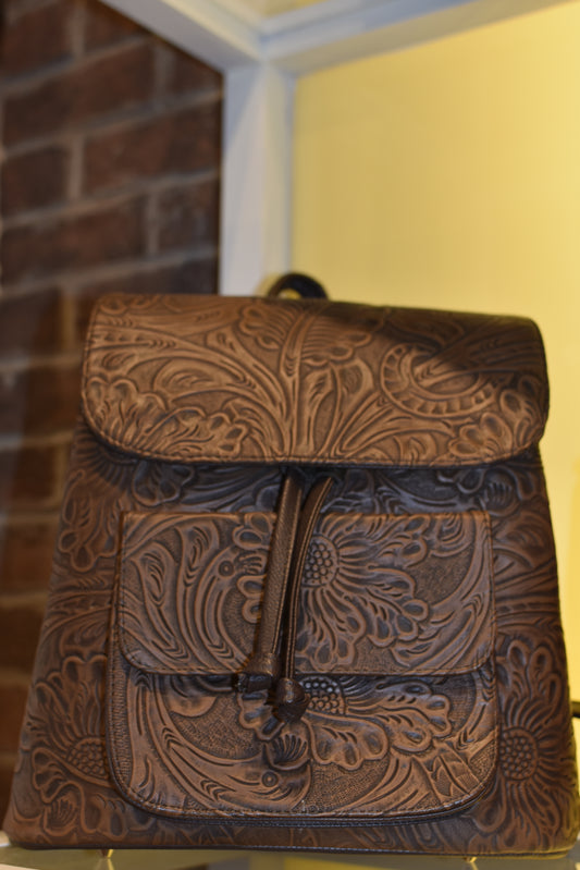 Engraved Dark Brown Backpack