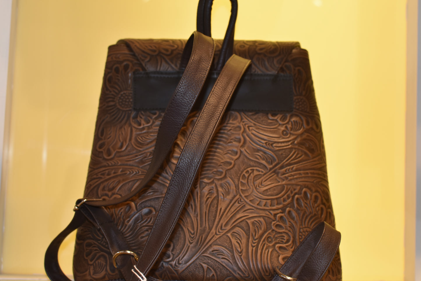 Engraved Dark Brown Backpack