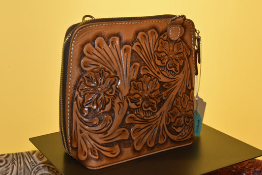 Engraved Light Brown Crossbody