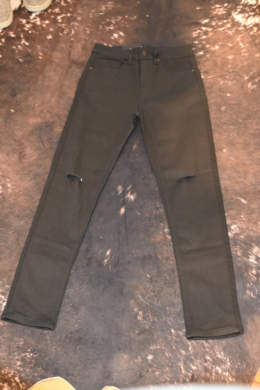 High Waisted Black Straight Jeans