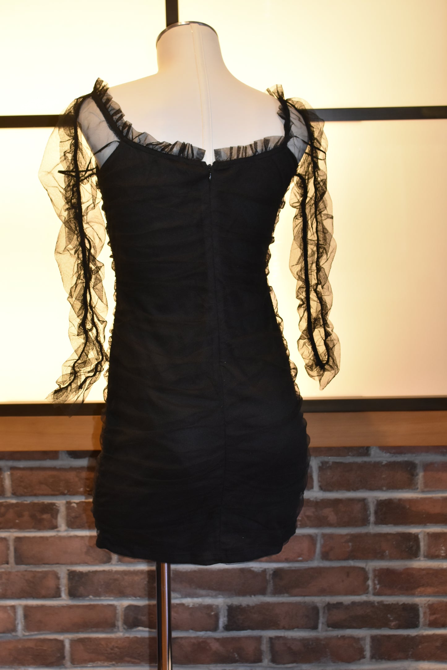 Scrunched Black Dress