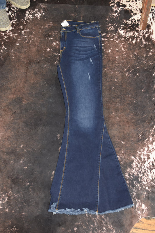 Wide Legged Dark Flare Jeans