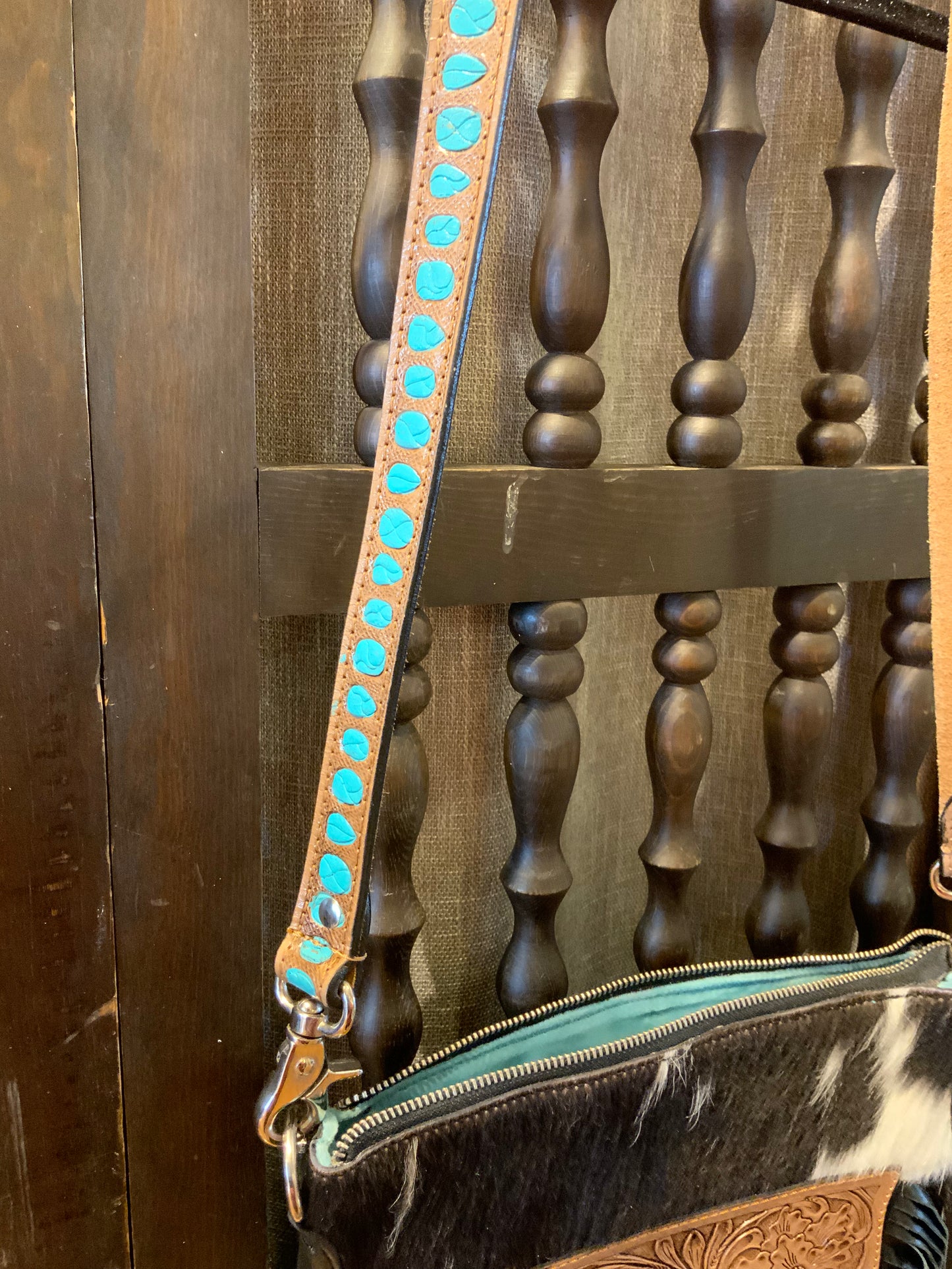 Blue Flower Cowhide Bag