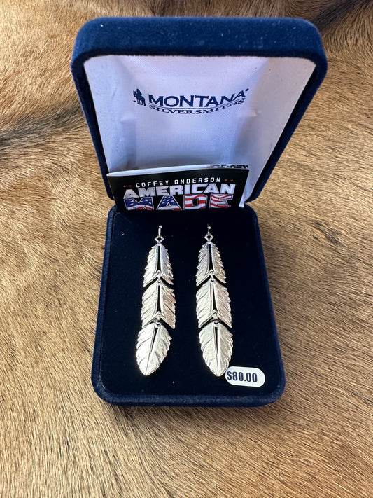 Dangle Silver Feather Earrings